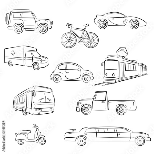 City Transportation Sketch Set