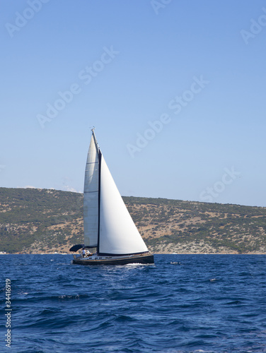 cruising yacht with blue sky