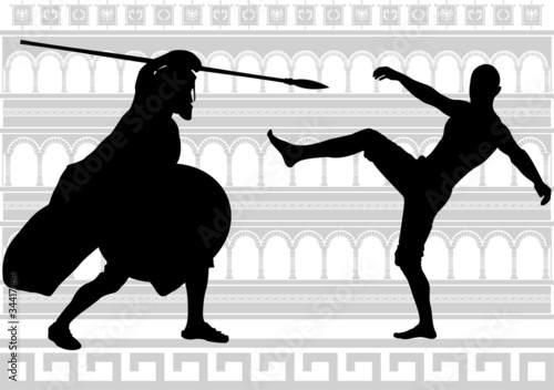 silhouettes of gladiators