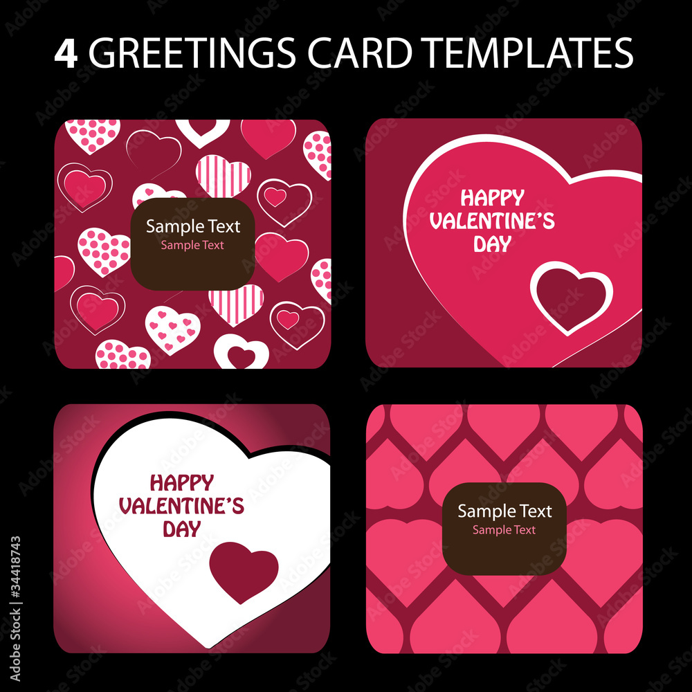 4 Greeting Cards: Valentine's Day