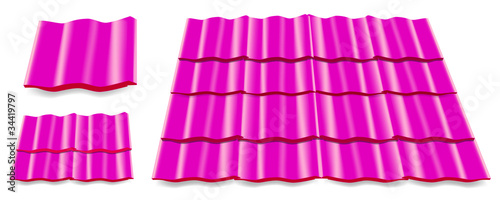 pink roof tile isolated on white background