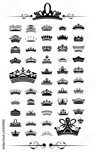 silhouettes Vector set of 50 crown - EPS 10 Vector.