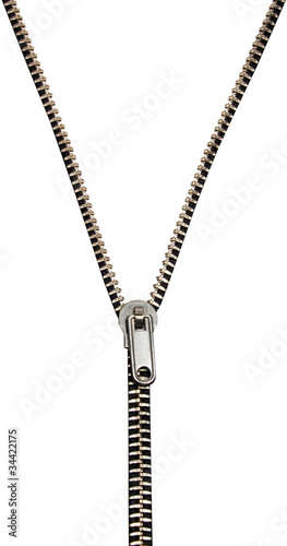 Opened zip on white