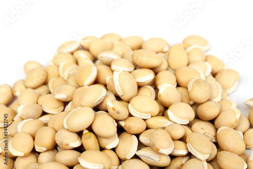 pile soybean on background