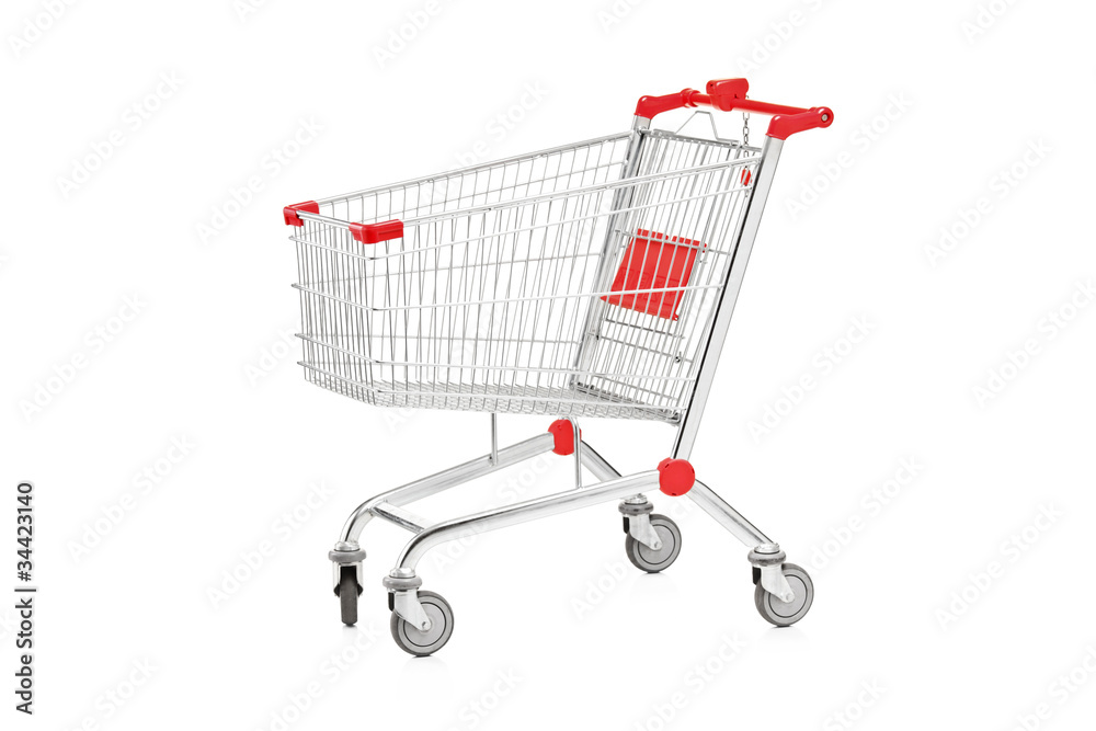 A studio shot of an empty shopping cart A studio shot of an empty shopping cart