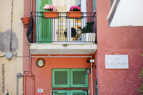 A colorful balcony in Italian town