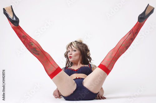 Wall Mural Sexy woman wearing blue and red lingerie