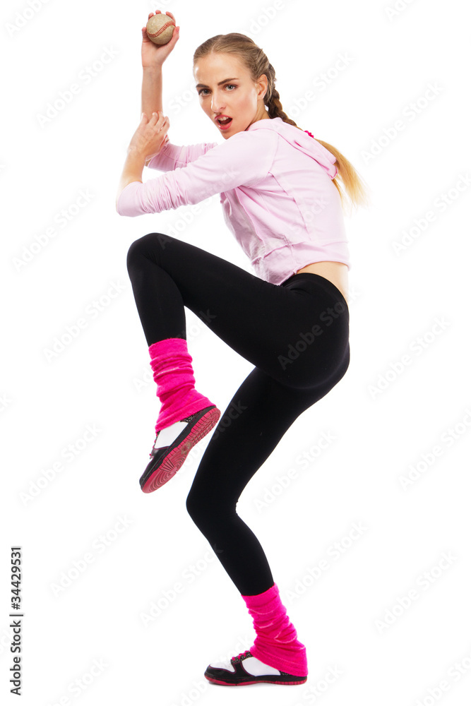 Beautiful woman with baseball equipment Beautiful woman with baseball equipment