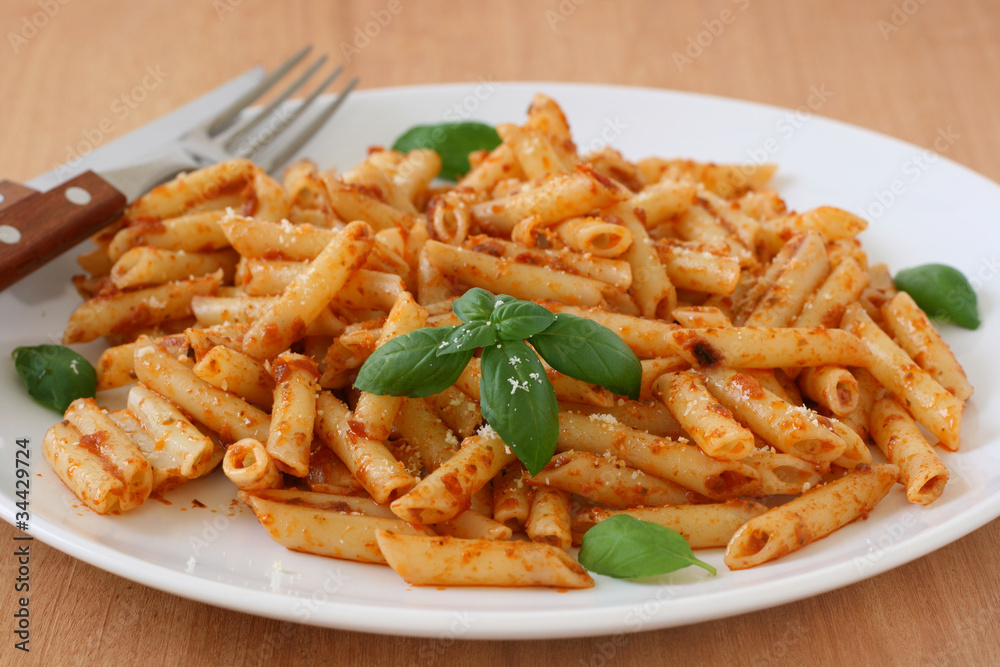 penne with sauce and basil penne with sauce and basil
