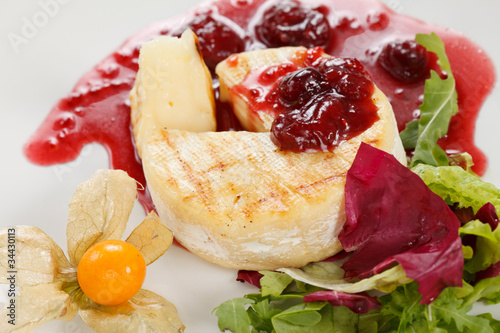 Camembert with cherry sauce