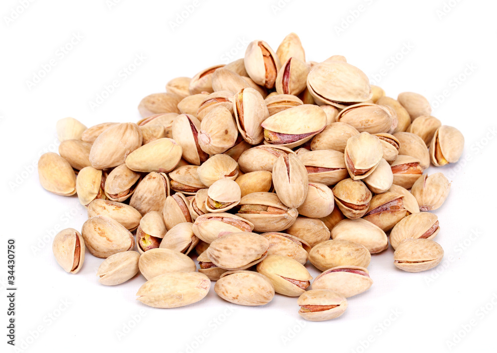Close-up image of pistachios studio isolated on white background Close-up image of pistachios studio isolated on white background