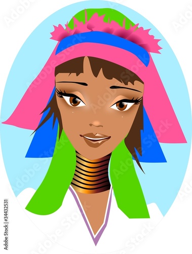 Portret kobiety z plemienia  Padaung