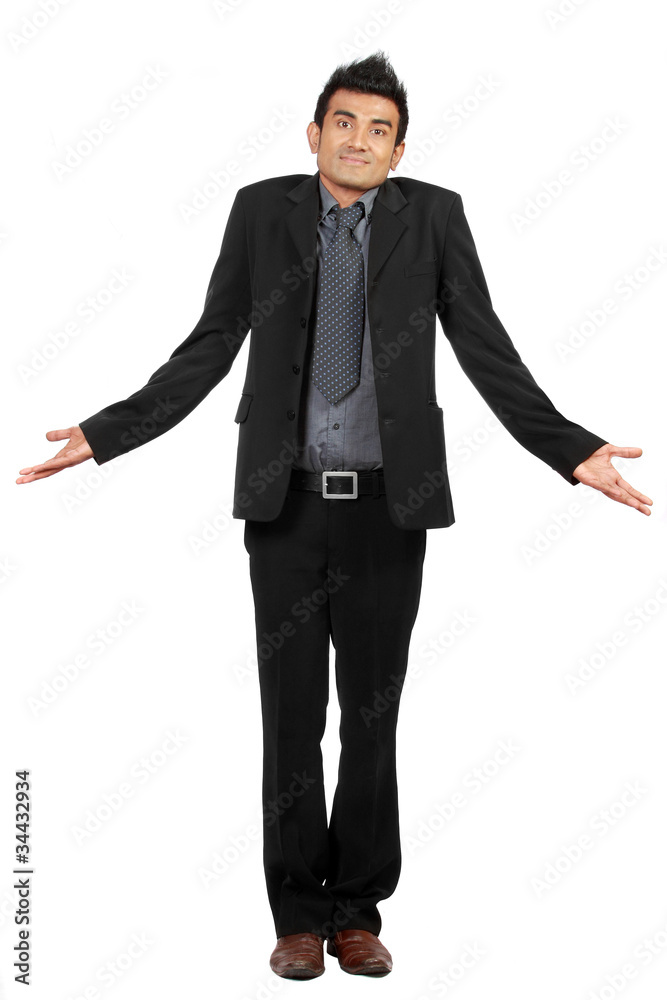 Portrait of businessman gesturing do not know sign Portrait of businessman gesturing do not know sign
