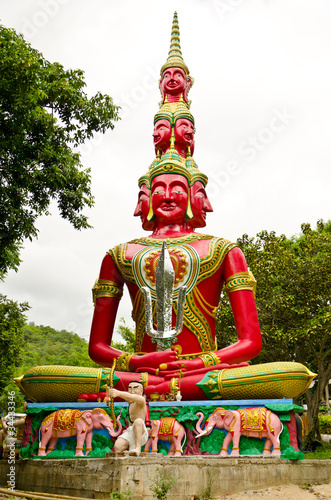red Brahma statue  Thailand.