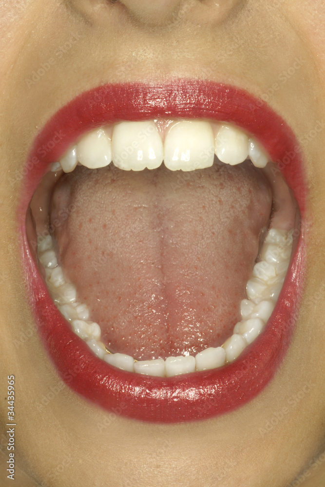 Fototapeta premium Schöne weisse Zähne einer jungen Frau