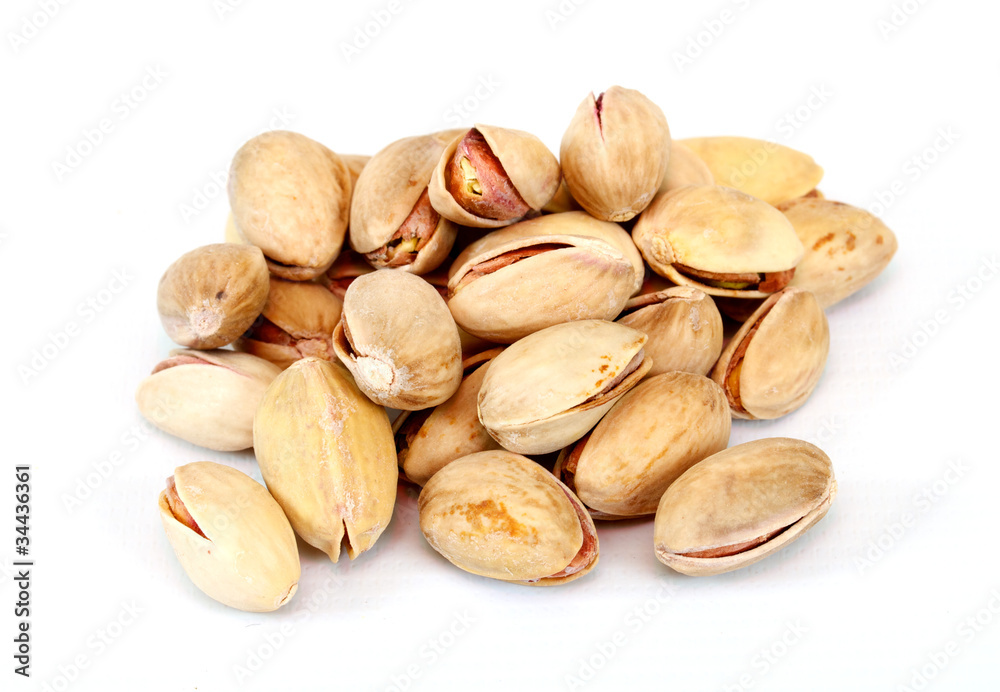 Close-up image of pistachios studio isolated on white background Close-up image of pistachios studio isolated on white background