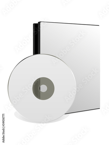 CD/DVD disk with box over white background