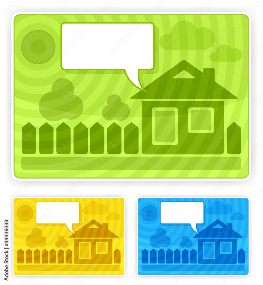 Color speech sticker with house Color speech sticker with house
