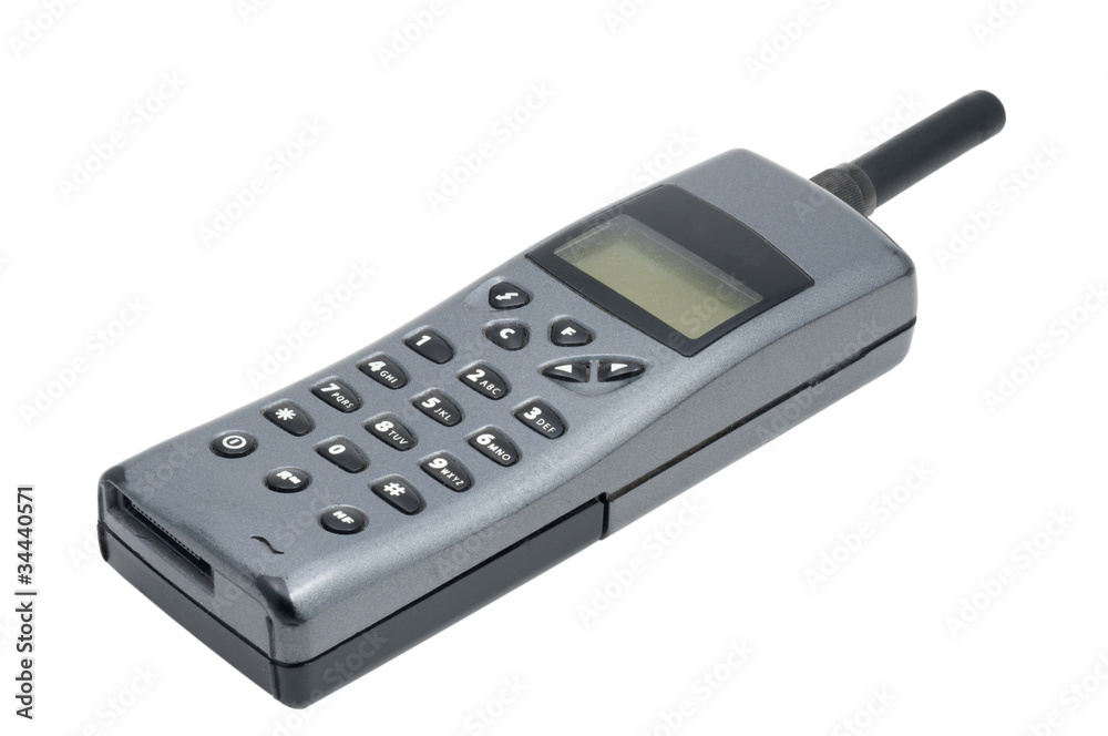 old style mobile phone cellphone handset on white background old style mobile phone cellphone handset on white background