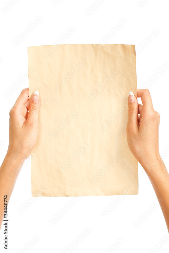 Paper in a woman's hands Paper in a woman's hands