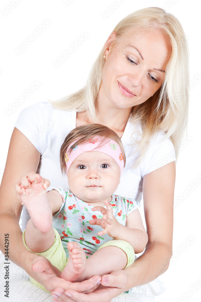 Happy mother with little pretty daughter