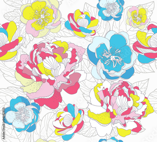 Seamless colorful floral pattern. Background with flowers