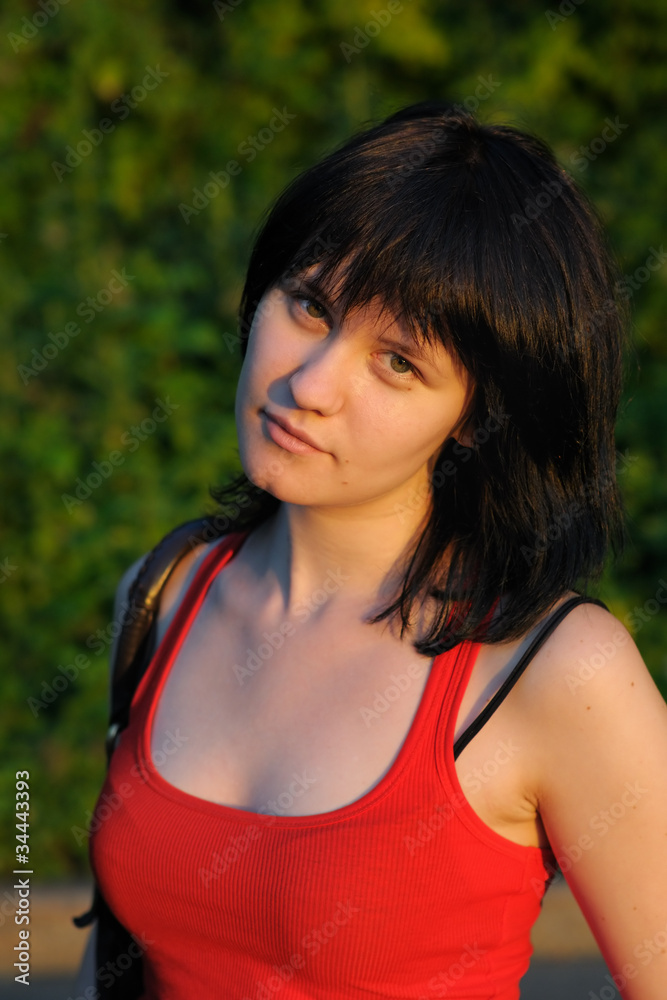 Sunset young woman portrait Sunset young woman portrait