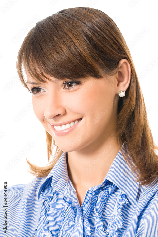 Portrait of happy smiling business woman, isolated on white Portrait of happy smiling business woman, isolated on white