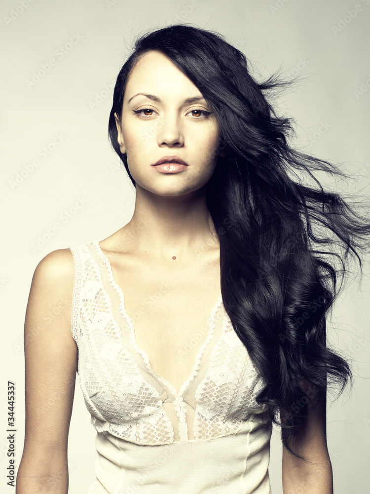 Naklejka premium Beautiful lady with magnificent hair