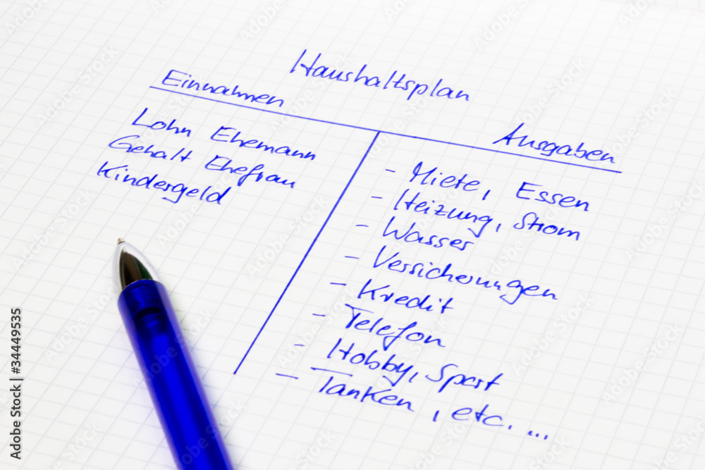 Haushaltsplan und Haushaltsführung Haushaltsplan und Haushaltsführung