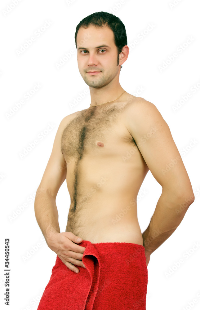 Fototapeta premium Beautiful muscular man with the towel.