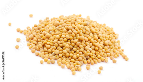 Yellow mustard seeds isolated