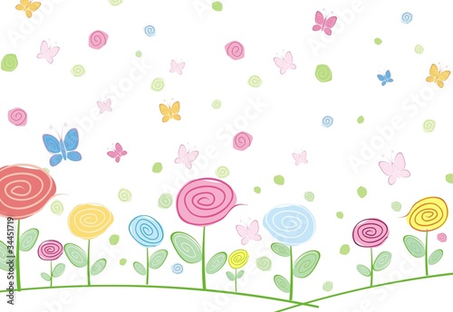 abstract floral card with butterfly