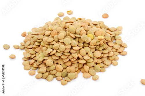 Brown lentils scattered