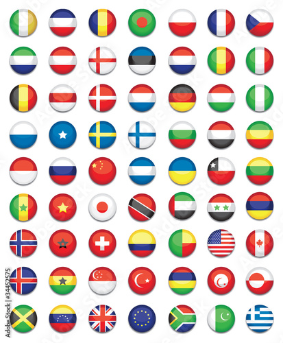 large set of colourful flat world flag icons