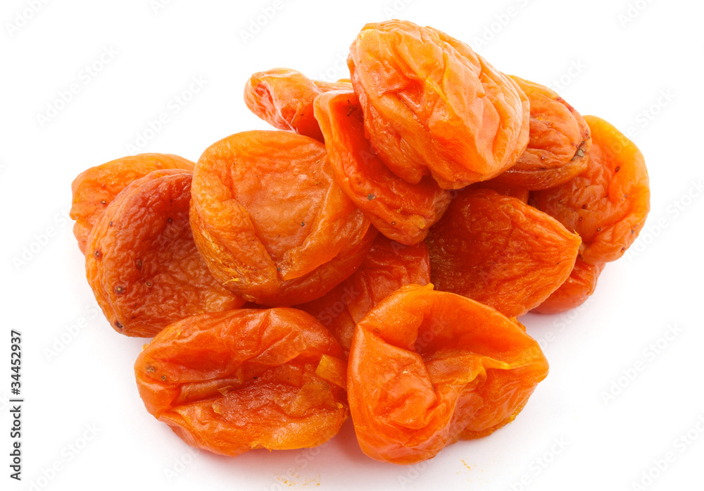 Dried apricots on a white background Dried apricots on a white background