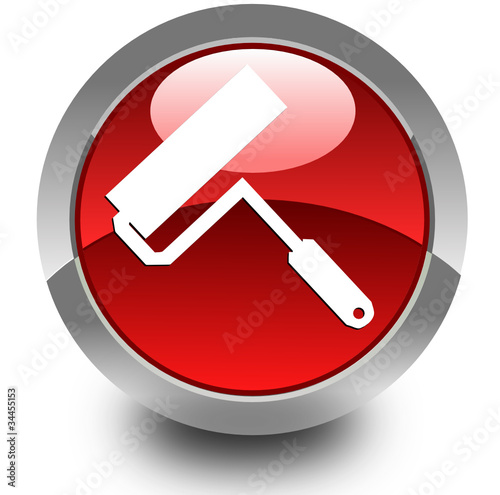 Paint roller glossy icon