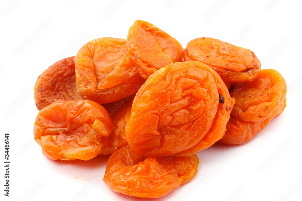 Dried apricots on a white background Dried apricots on a white background