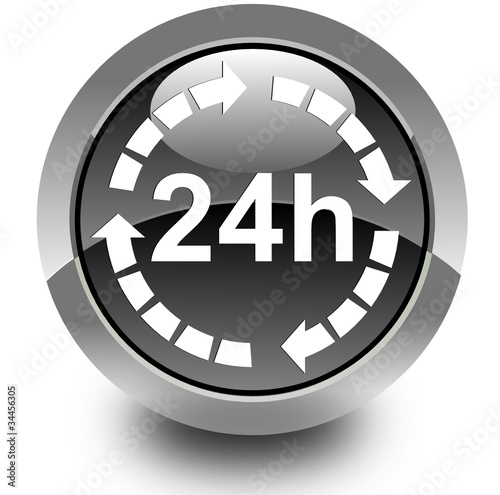 24 hours glossy icon