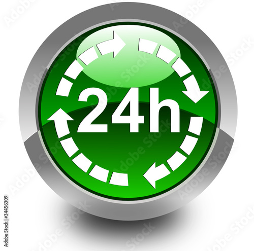 24 hours glossy icon
