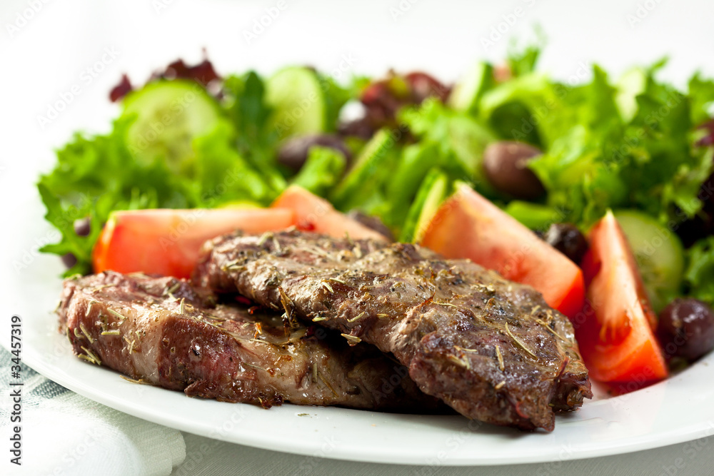 Grilled pork with vegetable salad