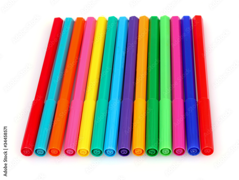 bright markers isolated on white bright markers isolated on white