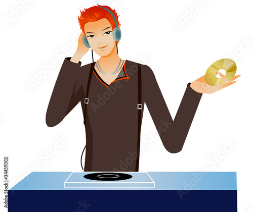 Portrait of DJ mixing music