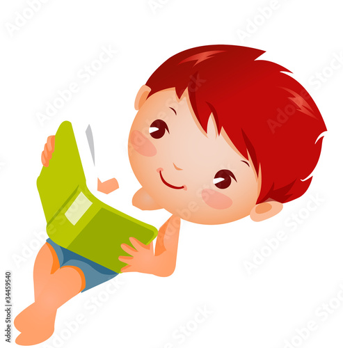 Side view of boy studing