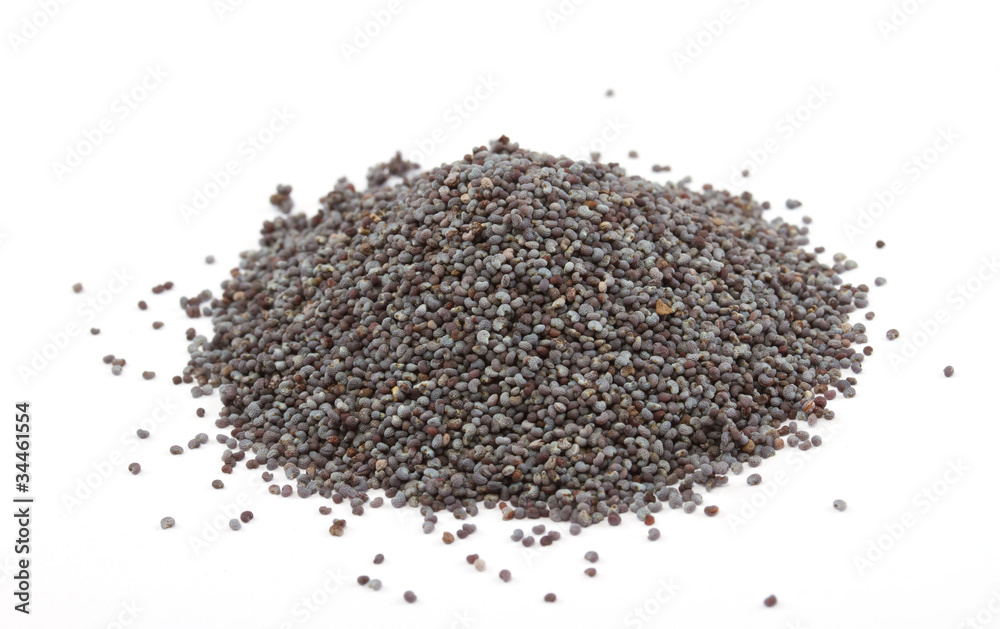 Macro photo of poppy seeds isolated on white Macro photo of poppy seeds isolated on white
