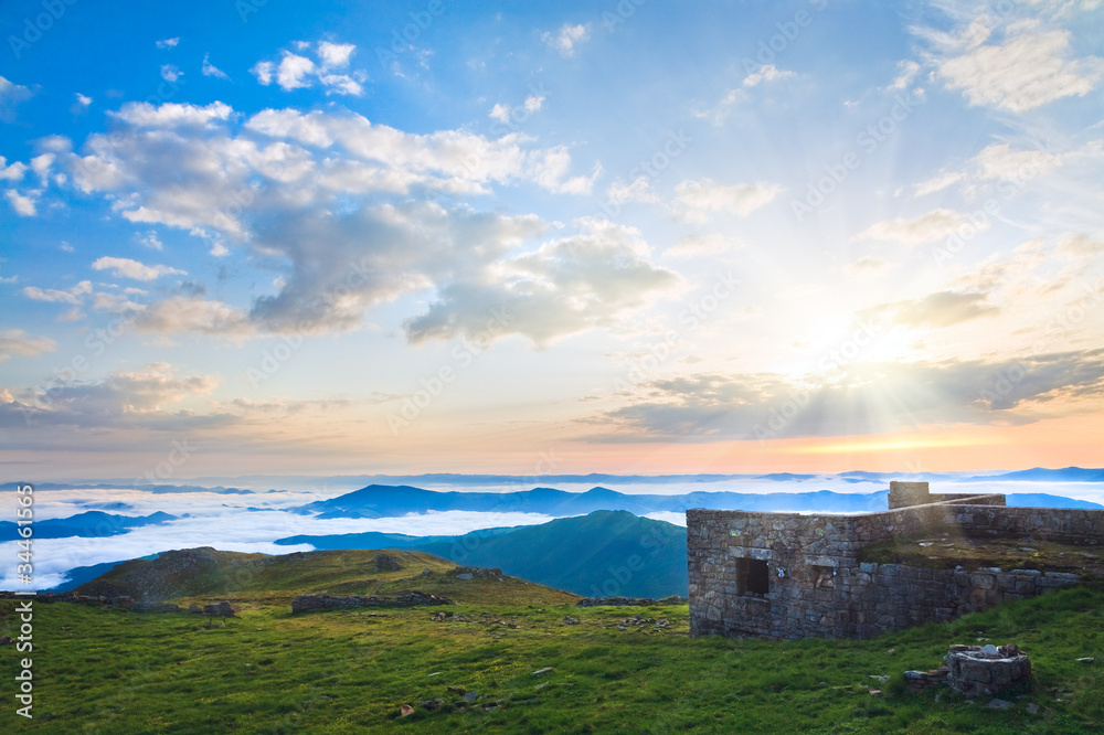 Sunrise mountain observatory ruins view