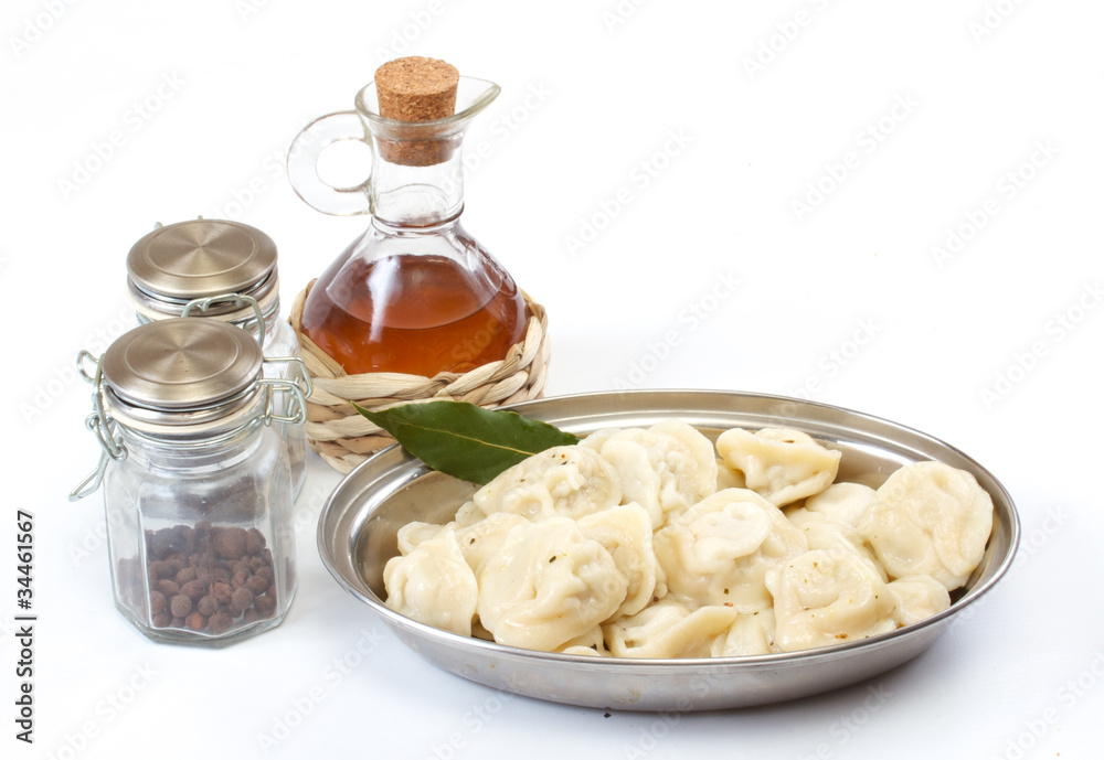 Meat Dumplings - russian pelmeni - with laurel Meat Dumplings - russian pelmeni - with laurel