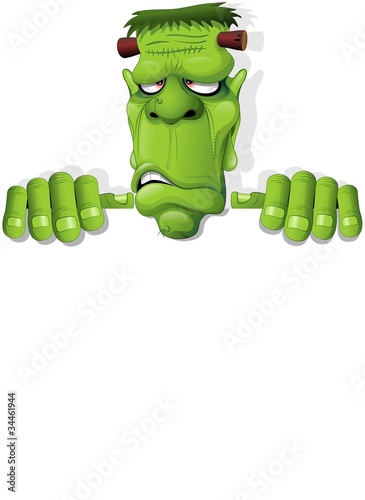 Frankenstein Halloween Cartoon Monster Background-Vector