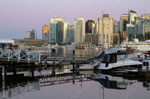Vancouver downtown cityscape with boats