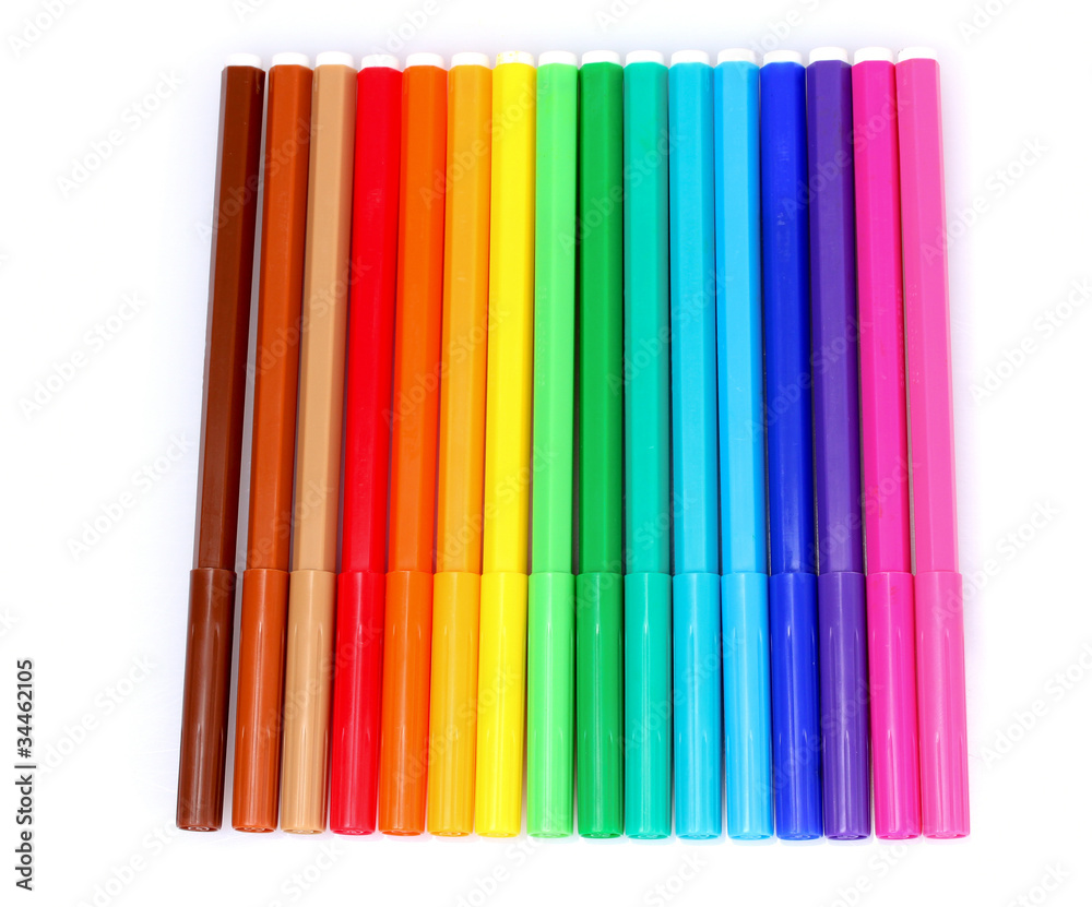 bright markers isolated on white bright markers isolated on white